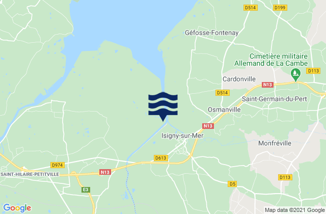 Carte des horaires des marées pour Isigny-sur-Mer, France