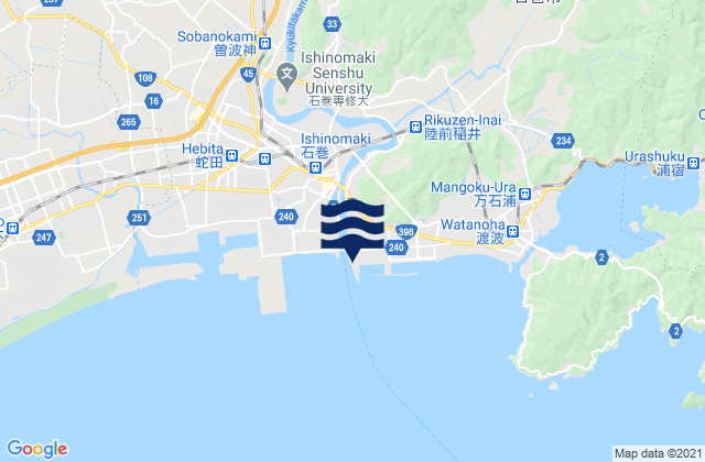 Carte des horaires des marées pour Isinomaki, Japan