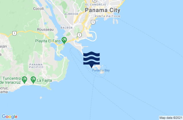 Carte des horaires des marées pour Isla Naos, Panama