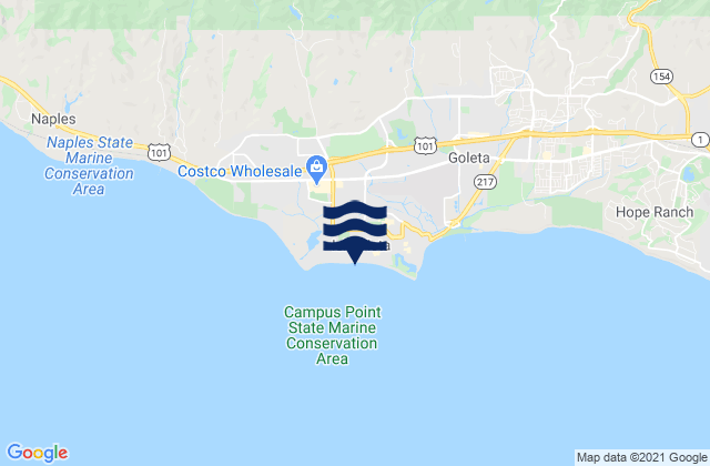 Carte des horaires des marées pour Isla Vista, United States