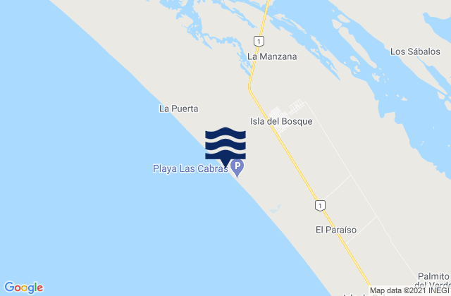 Carte des horaires des marées pour Isla del Bosque, Mexico