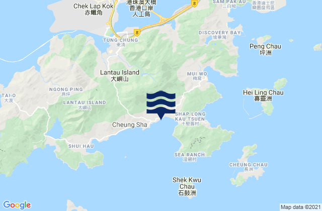 Carte des horaires des marées pour Islands District, Hong Kong