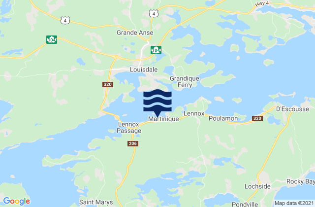 Carte des horaires des marées pour Isle Madame, Canada
