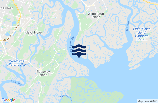 Carte des horaires des marées pour Isle of Hope (Skidaway River), United States