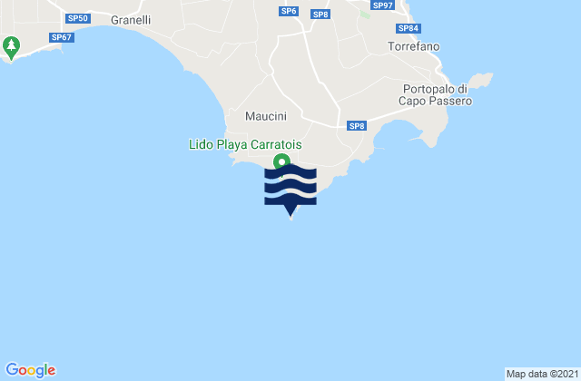 Carte des horaires des marées pour Isola delle Correnti Lighthouse, Italy