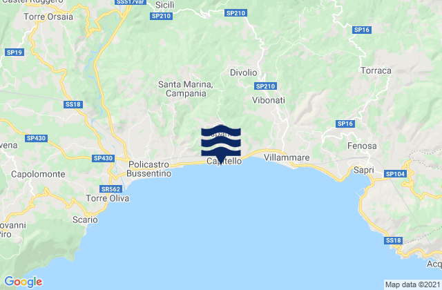 Carte des horaires des marées pour Ispani, Italy