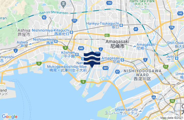 Carte des horaires des marées pour Itami Shi, Japan