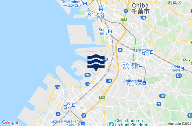 Carte des horaires des marées pour Itihara, Japan