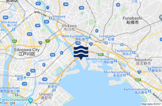 Carte des horaires des marées pour Itikawa, Japan