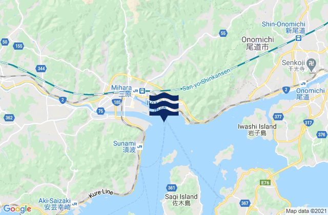 Carte des horaires des marées pour Itosaki Mihara Wan, Japan