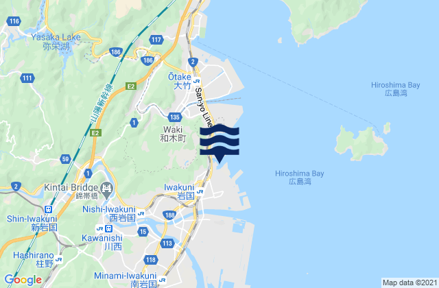 Carte des horaires des marées pour Iwakuni-kō, Japan