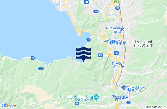 Carte des horaires des marées pour Izu-shi, Japan