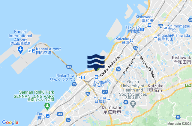 Carte des horaires des marées pour Izumisano Shi, Japan