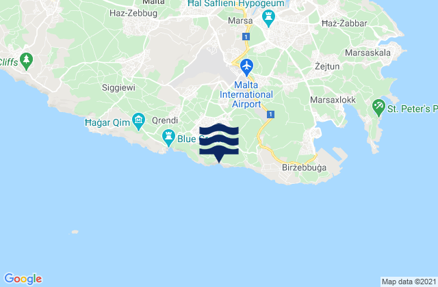 Carte des horaires des marées pour Iż-Żurrieq, Malta