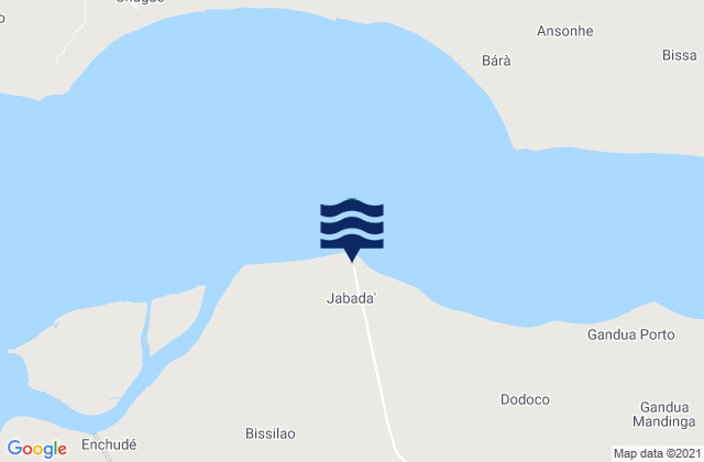 Carte des horaires des marées pour Jabada Geba River, Guinea-Bissau