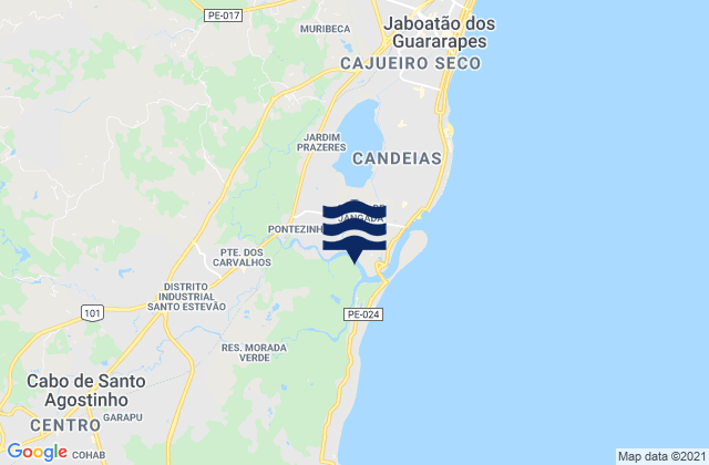 Carte des horaires des marées pour Jaboatão, Brazil