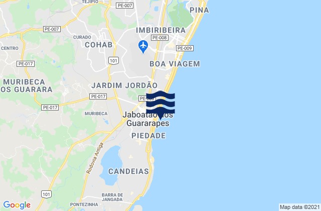 Carte des horaires des marées pour Jaboatão dos Guararapes, Brazil