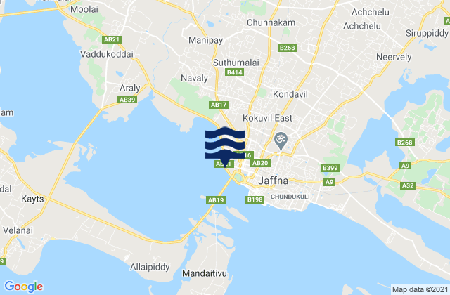 Carte des horaires des marées pour Jaffna, Sri Lanka