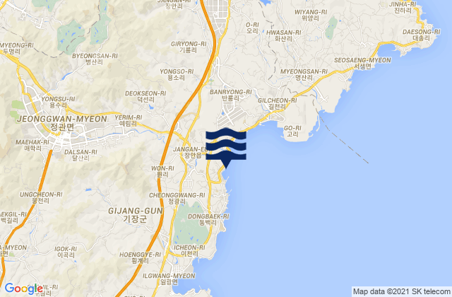 Carte des horaires des marées pour Jangan, South Korea