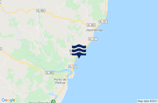 Carte des horaires des marées pour Japaratinga, Brazil