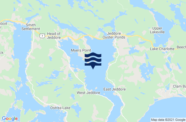 Carte des horaires des marées pour Jeddore Harbour, Canada
