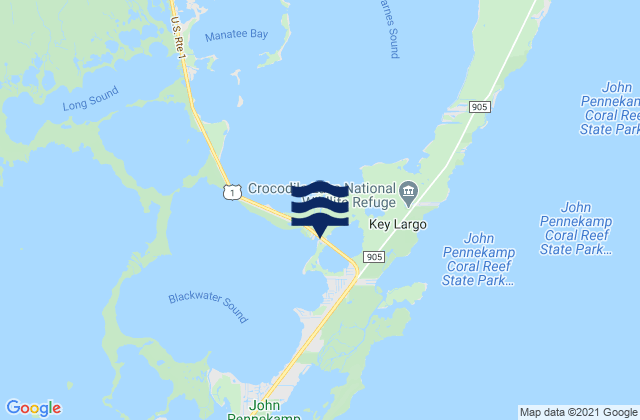 Carte des horaires des marées pour Jewfish Creek entrance Blackwater Sound, United States