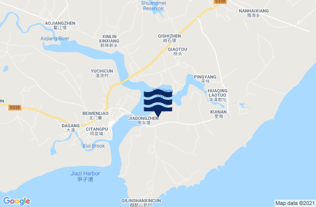 Carte des horaires des marées pour Jiadong, China