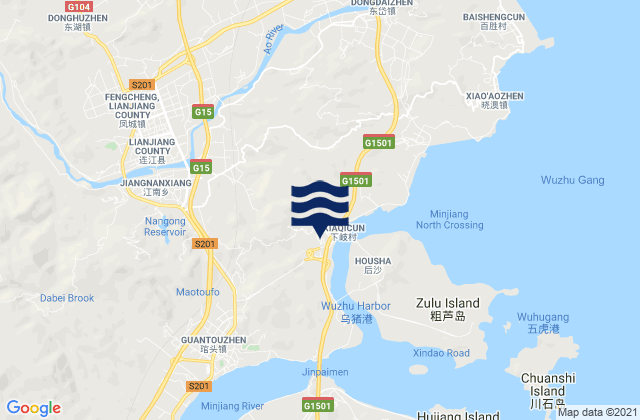 Carte des horaires des marées pour Jiangnan, China