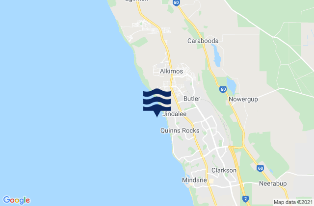 Carte des horaires des marées pour Jindalee, Australia