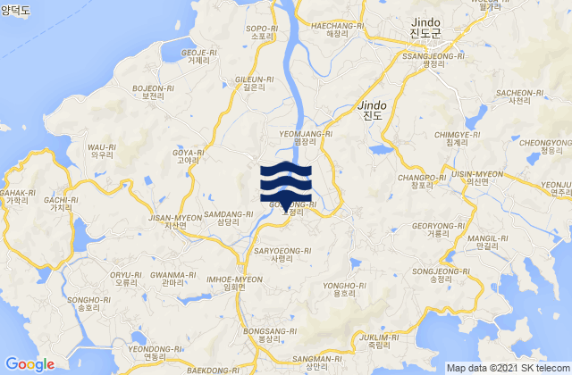Carte des horaires des marées pour Jindo-gun, South Korea