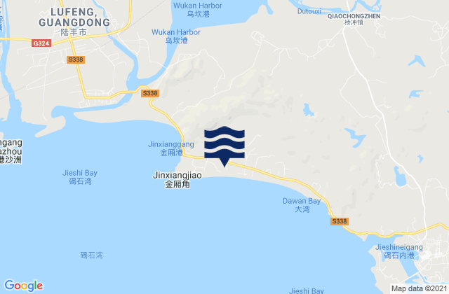 Carte des horaires des marées pour Jinxiang, China