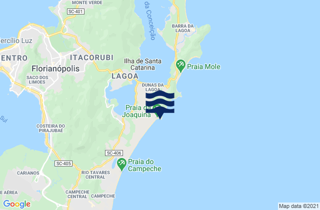 Carte des horaires des marées pour Joaquina Beach, Brazil