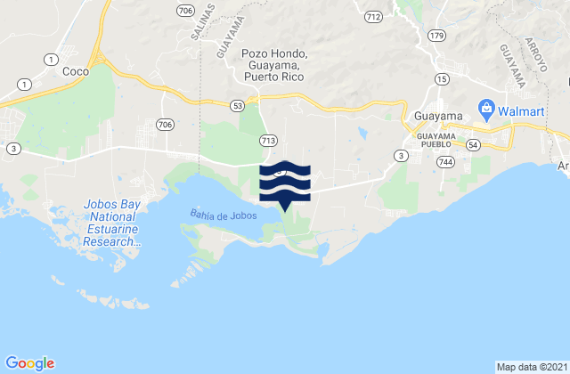 Carte des horaires des marées pour Jobos, Puerto Rico