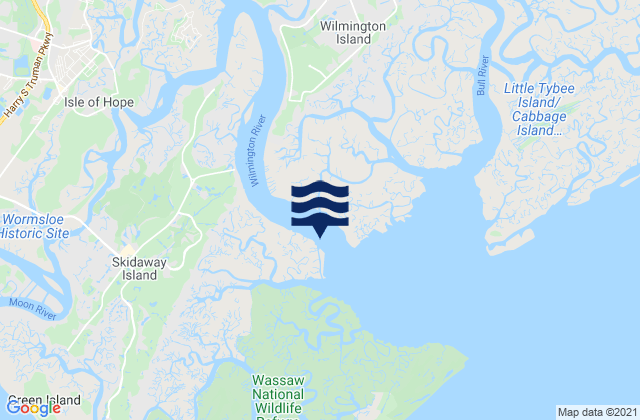 Carte des horaires des marées pour Joes Cut Wilmington River, United States