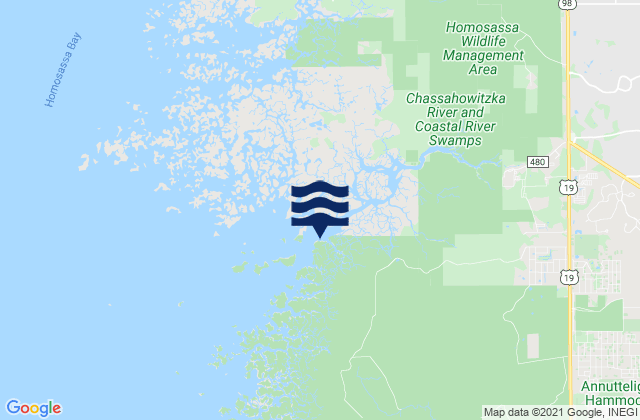 Carte des horaires des marées pour Johns Island Chassahowitzka Bay, United States