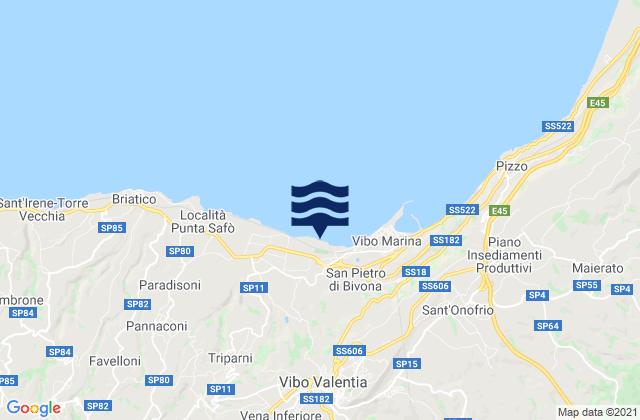 Carte des horaires des marées pour Jonadi, Italy