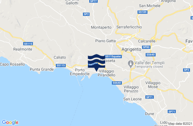 Carte des horaires des marées pour Joppolo Giancaxio, Italy