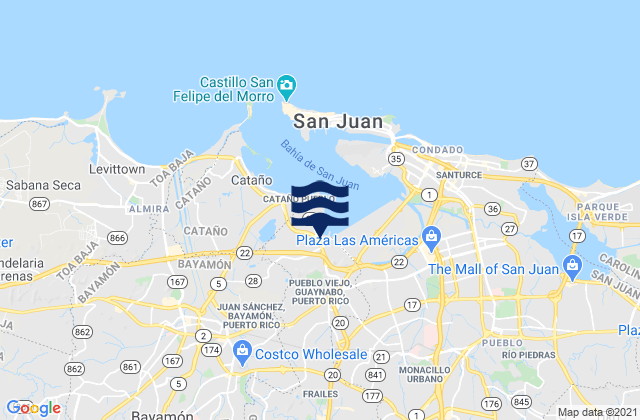 Carte des horaires des marées pour Juan Sánchez Barrio, Puerto Rico
