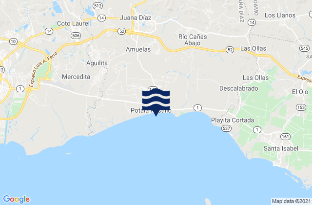 Carte des horaires des marées pour Juana Díaz Municipio, Puerto Rico