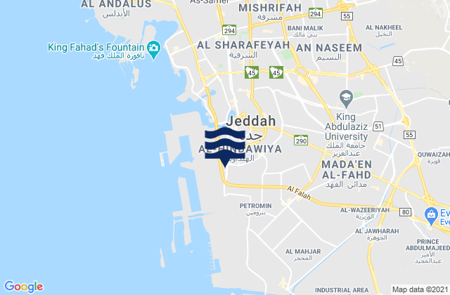 Carte des horaires des marées pour Juddah, Saudi Arabia