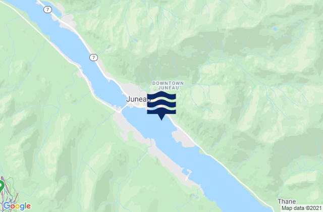 Carte des horaires des marées pour Juneau City and Borough, United States