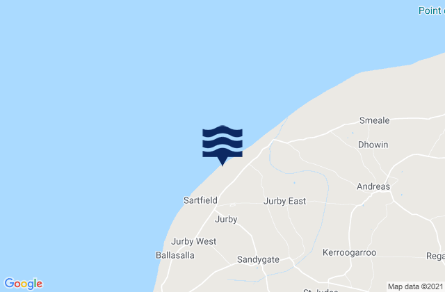 Carte des horaires des marées pour Jurby, Isle of Man