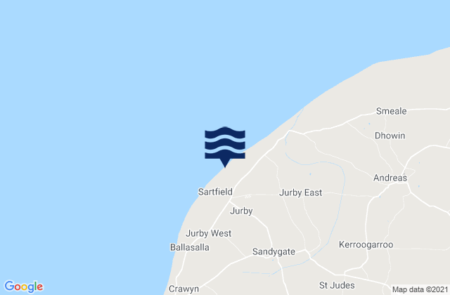 Carte des horaires des marées pour Jurby, Isle of Man