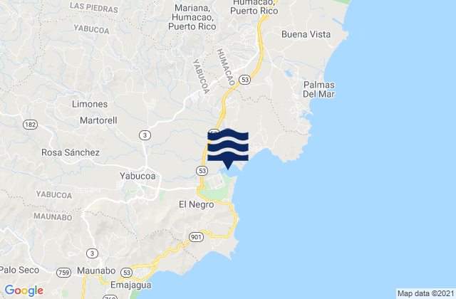 Carte des horaires des marées pour Jácanas Barrio, Puerto Rico