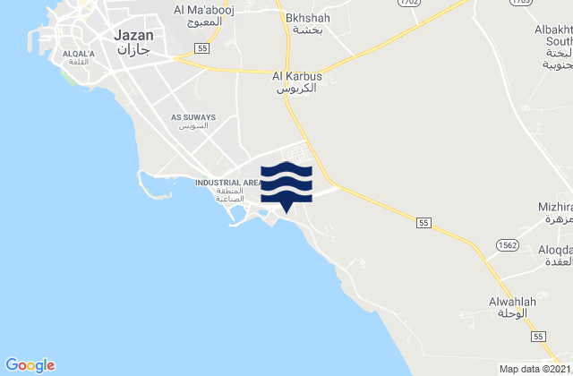 Carte des horaires des marées pour Jāzān, Saudi Arabia