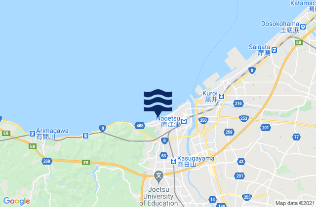 Carte des horaires des marées pour Jōetsu, Japan