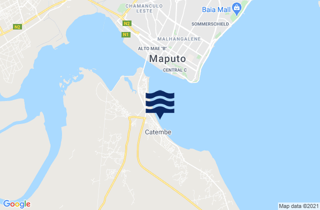 Carte des horaires des marées pour KaTembe, Mozambique