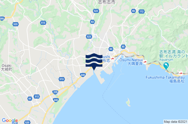 Carte des horaires des marées pour Kagoshima-ken, Japan