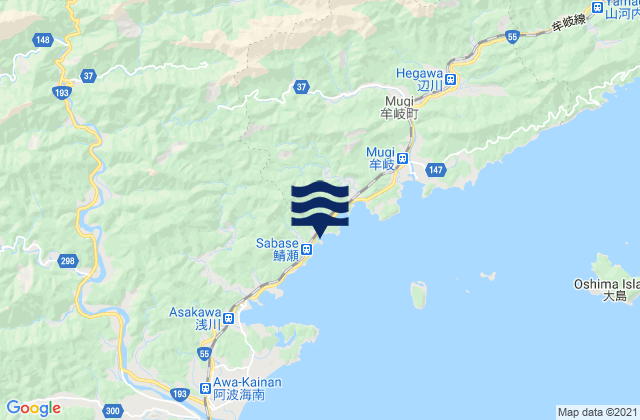 Carte des horaires des marées pour Kaifu Gun, Japan