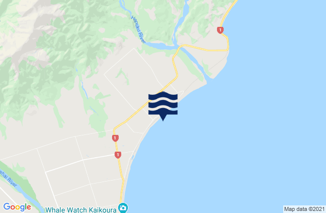 Carte des horaires des marées pour Kaikoura District, New Zealand